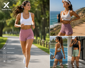 Shorts de course et de sport pour femmes X Sports City, vêtements de sport respirants en maille avec cordon de serrage à la taille, coupe régulière, OEM polyester/spandex - Product Image 4