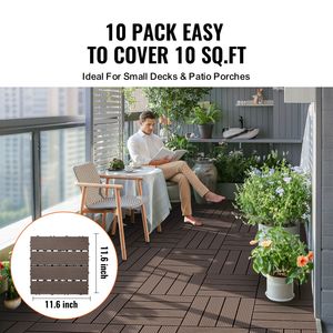 Paquete de 27 Baldosas de Plástico para Terraza, Tipo Madera, Encajables, 12"x12", 27 Pies Cuadrados Tarima para Patio Exterior Impermeable y Resistente a la Intemperie - Product Image 2