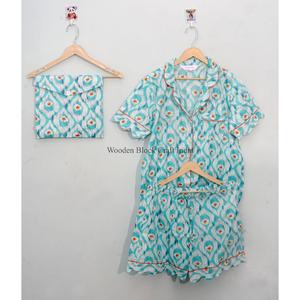 Conjunto de Pijama de Algodón 100% Más Vendido, Ropa de Dormir Cómoda de Manga Corta para Mujer, Ropa de Casa Clásica con Botones - Product Image 6