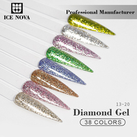 ICE NOVA Gel Diamant de Qualité Supérieure 15g Gel Réfléchissant OEM Logo Personnalisé Vernis Gel UV 3 Étapes Gel Pailleté Diamant Disco pour Ongles