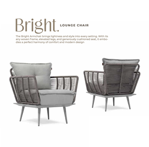 Fauteuil de jardin tressé en corde pour l'extérieur, fauteuil rembourré moderne pour patio, idéal pour hôtel, villa, cour. - Product Image 1