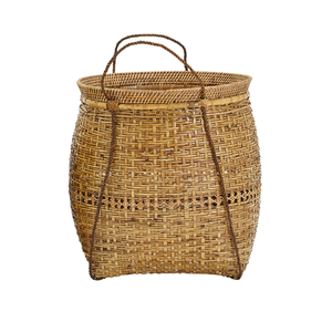 Panier en bambou vintage avec poignées, boîte de rangement, organiseurs, accessoires pour la maison, panier à linge, conteneur alimentaire tissé pour la cuisine - Product Image 1