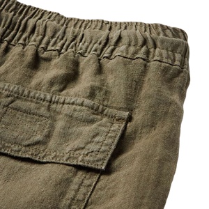 Men's Custom High Quality 100% Cotton Casual Cargo Shorts Elastic Waist Drawstring Multiple Pockets Solid Sports Shorts - Product Image 3