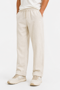 Pantalon décontracté pour hommes avec cordon de serrage, coupe décontractée, en coton doux, pantalon de détente confortable pour tous les jours, pantalon à taille élastique - Product Image 1