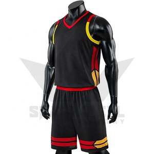 Ensemble de maillots de basket-ball jaunes personnalisés, col en V, sans manches, impression par sublimation, unisexe, adulte, respirant, évacuant l'humidité, en polyester - Product Image 2