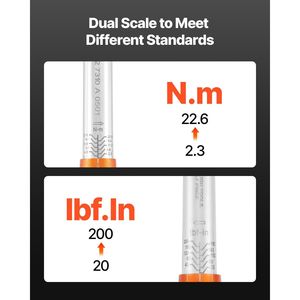 Set di Chiavi Dinamometriche a Scatto di Alta Precisione con 72 Denti, Doppia Scala, 3% di Precisione, Attacco da 1/4 di Pollice, 20-200 lbf, Doppia Direzione per Utensili da Officina - Product Image 4