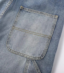 Pantalones Vaqueros Cargo de Cintura Alta para Hombre, Corte Holgado, Lavado a la Piedra, Algodón de Peso Medio, Estilo Casual Otoñal, Color Azul - Product Image 6