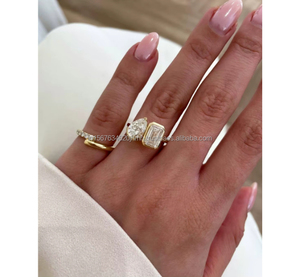 IGI/GIA Lab Grown Vintage 14K oro blanco boda/compromiso anillo Unisex corte diamante aniversario fiesta regalo con pera corte diamante - Product Image 1