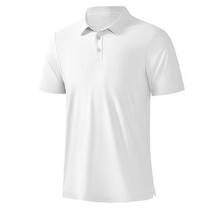 Camisa polo Oxford blanca de manga corta para hombre, informal, de color sólido, con botones, corte regular, tejido de tela. - Product Image 1