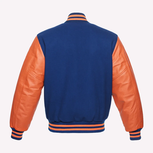 Outdoor Manufacturer Wholesale <b>Baseball</b> <b>Jacket</b> Blue College Custom Cotton Padded Varsity <b>Jacket</b> with Leather Sleeve <b>for</b> <b>Men</b> - Product Image 2