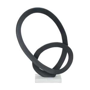 Jaffs Exports JE2052 Escultura Geométrica de Metal con Base de Aluminio Negra, Circular, Minimalista, Artística, Ecológica, Hecha a Mano, para Mesa - Product Image 1