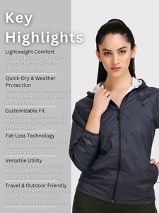 OEM Custom Womens Hooded Waterproof Windbreaker <b>Jacket</b> Sweat-Enhancing Lightweight Eco-Friendly Memory Fabric Gym <b>Workout</b> - Product Image 6