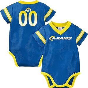 ชุดบอดี้สูทเด็กทารกตาข่ายสีดำ Carolina Panthers พร้อมโลโก้ทีม หมายเลข 00 แบบส่วนตัว ขอบสีน้ำเงิน - Product Image 5