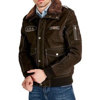 Nouvelle veste bombardier en peau de mouton marron pour hommes entièrement personnalisée avec 100% fermetures avant en peau de mouton d'origine fermeture à glissière d'hiver imperméable
