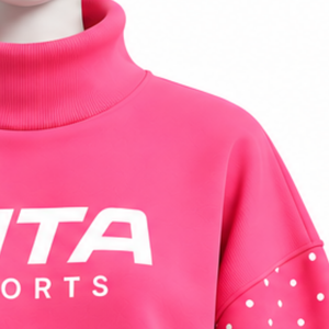 เสื้อสเวตเชิ้ตคอเต่าสีชมพูสดใสทรงโอเวอร์ไซส์สำหรับผู้หญิง แขนเสื้อประดับมุก ทรงหลวม สไตล์ลำลอง สตรีทแวร์ แขนยาว สำหรับฤดูหนาว - Product Image 6