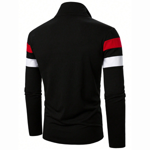 Sudadera de hombre informal con contraste de rayas y patchwork, manga larga, media cremallera, superventas 2026, venta al por mayor, MOQ bajo, servicio OEM - Product Image 2