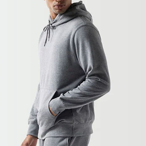 Men's Hooded Fleece <b>Sweatshirt</b> 100% Cotton Regular Fit Solid Gray Casual Pullover with Pocket Autumn Wear - Product Image 1