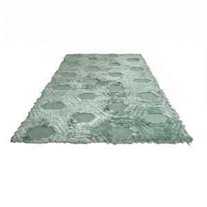 Tapis texturé sur mesure vert sauge à bords asymétriques avec motif hexagonal en nid d'abeille pour hôtel, villa, salon - Product Image 2