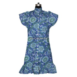 Robe d'été décontractée pour femmes, en coton imprimé à la main, motif floral, vêtements ethniques indiens, vêtements d'Inde et du Pakistan - Product Image 5
