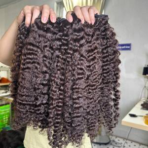 ร้อนราคาถูกขายส่งต่อผมเวอร์จินขายส่ง Qhair ผมดิบสีดําหยิกพม่าคู่ดึงมัดจาก Qhair - Product Image 5