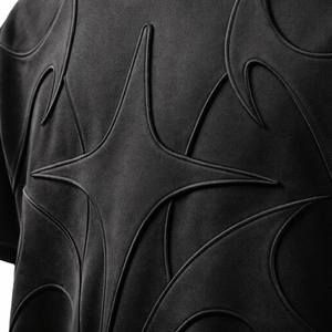 T-shirt Homme Oversize Personnalisé à Panneaux Gaufrés Noir Streetwear Coton Coupe et Couture 3D Manches Courtes Mode Ringer - Product Image 6