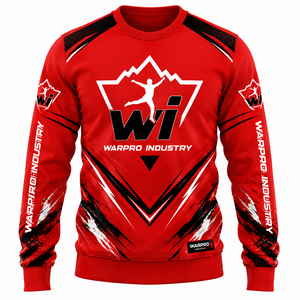 เสื้อสเวตเชิ้ตคอกลมสีแดงสำหรับผู้ชาย Warpro Industry พิมพ์ลายแบบ Sublimation ทรงปกติ ดีไซน์สปอร์ต เหมาะสำหรับใส่ในฤดูใบไม้ร่วง - Product Image 1