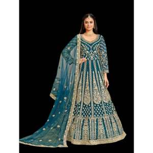 Vestido Anarkali de mujer de diseñador con Pent y Dupatta para fiesta - Product Image 1
