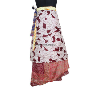 100 Formas de Usar la Falda Larga de Seda Vintage India Magic Wrap de 38 Pulgadas, Falda Maxi de Seda Reversible India - Product Image 2