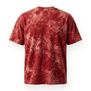 Camiseta Casual de Manga Corta con Cuello Redondo y Estampado Tie-Dye Rojo para Hombre, Corte Regular, Tejido de Algodón - Product Image 2