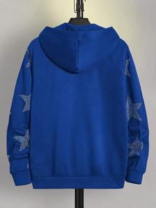 Full Front <b>Zip</b> <b>Hooded</b> Sweatshirt Printed Pattern Design Long Sleeve Casual Comfortable Outerwear Jacket - Product Image 5