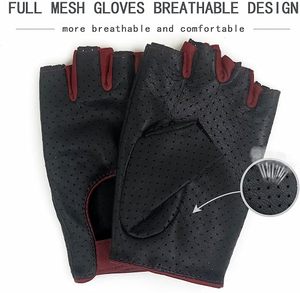 Custom <b>Men</b>’s Leather Driving <b>Gloves</b> <b>Fingerless</b> Perforated Motorcycle <b>Gloves</b> with Snap Closure - Product Image 4