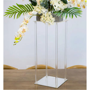 Luxury Real Touch Silk Red Rose <b>Artificial</b> <b>Flower</b> <b>Arrangement</b> with Square Acrylic <b>Vase</b> Faux Floral Centerpiece for Home Decor - Product Image 5