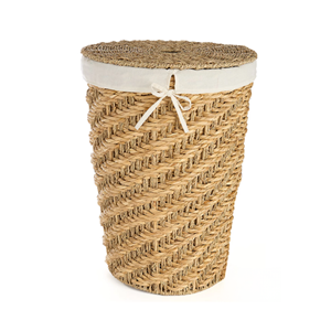 Premium Seagrass Water Hyacinth Storage Basket Large Size, Vietnam Handwoven <b>Laundry</b> Hamper with Lid, Nice Style Wholesale - Product Image 2