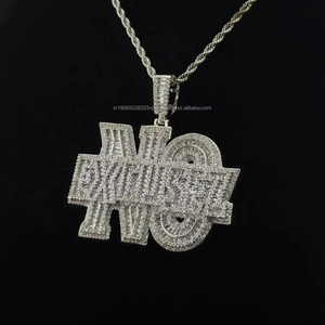 Collier Pendentif Homme Iced Out en Moissanite Ronde et Diamant, Argent Sterling 925, Chaîne Cubaine Statement, Bijoux Hip Hop - Product Image 3