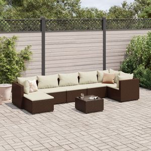 Set salotto da 8 pezzi in Poly Rattan marrone con cuscini Set da giardino - Product Image 1