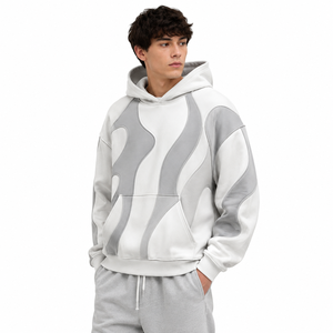<b>Men</b> Custom Panel Hoodies Soft Fleece Curved Sleeve Streetwear Y2K <b>Pullover</b> Casual Winter Wholesale B2B US Market Drop Shoulder - Product Image 1