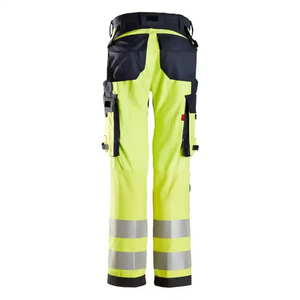 Pantalon de travail haute visibilité jaune et noir respirant et réfléchissant, multipoches, pour la construction et la route - Product Image 2