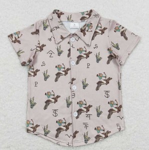 Chemise décontractée à manches courtes pour garçons, imprimé cactus aztèque occidental, col rabattu, motif géométrique, coupe régulière - Product Image 6
