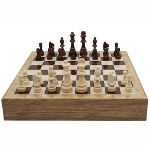 Jeu d'échecs en bois de luxe 2-en-1 - Plateau en bois laqué haut de gamme avec pièces lestées - Jeu de société de stratégie professionnel - Product Image 1
