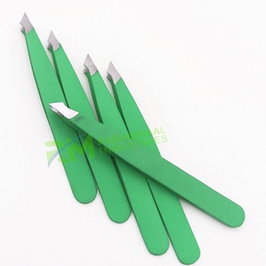RMI Matt Silver Tip And Green Eyebrow Tweezer Combo Point Set - Product Image 1