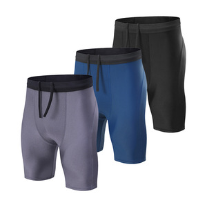 <b>Men</b> Compression <b>Shorts</b> Mid Waist Drawstring Quick Dry Solid Spandex Polyester Sporty Gray Blue <b>Black</b> - Product Image 2
