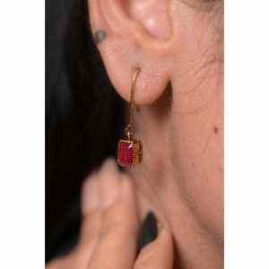 Pendientes Kundan de piedra roja estilo Bollywood tradicional en plata de ley 925 con baño de oro, joyería de moda india. - Product Image 2