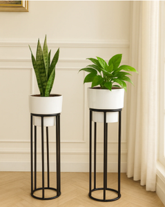 Tall Round Metal Plant Stand Set Indoor Outdoor Flower <b>Pot</b> <b>Holder</b> Black Gold Frame Modern Decorative Planter Rack - Product Image 4