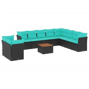 Set Divano da Esterno 11 Pezzi in Polyrattan Nero con Cuscini - Elegante Collezione Arredamento da Giardino - Product Image 2