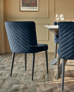 Silla de comedor de terciopelo azul oscuro de estilo moderno, tela Natural de Metal cómoda para el hogar, oficina, Hotel, Bar, apartamento, uso para villas - Product Image 2