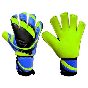 Guantes de Portero de Fútbol, Dedos Completos, Color Verde Neón, Diseño Agrietado, Transpirables, Antideslizantes, Cierre de Velcro, Unisex - Product Image 1