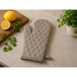 Gant de four matelassé en coton et lin de qualité supérieure |   Gant de cuisine résistant à la chaleur pour la pâtisserie, la cuisson, le barbecue et la cuisine domestique - Product Image 1