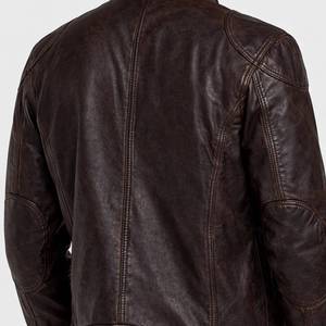 Albert Men's Brown <b>Leather</b> Biker <b>Jacket</b> With Zipper Closure- <b>Jacket</b> Brown <b>Leather</b> - Product Image 4