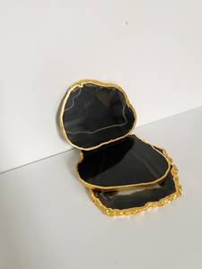 Customized Hot Selling Natural Black <b>Agate</b> <b>Coaster</b> Slice With Gold Trim Gemstone <b>Agate</b> Slice Tea <b>Coaster</b> For Hotel Restaurant UO - Product Image 2