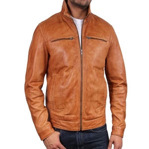 เสื้อโค้ทหนังยาวเข้ารูปสำหรับผู้ชาย, เสื้อโค้ทหนังรถจักรยานยนต์สีพื้นไซส์ใหญ่ - Product Image 1